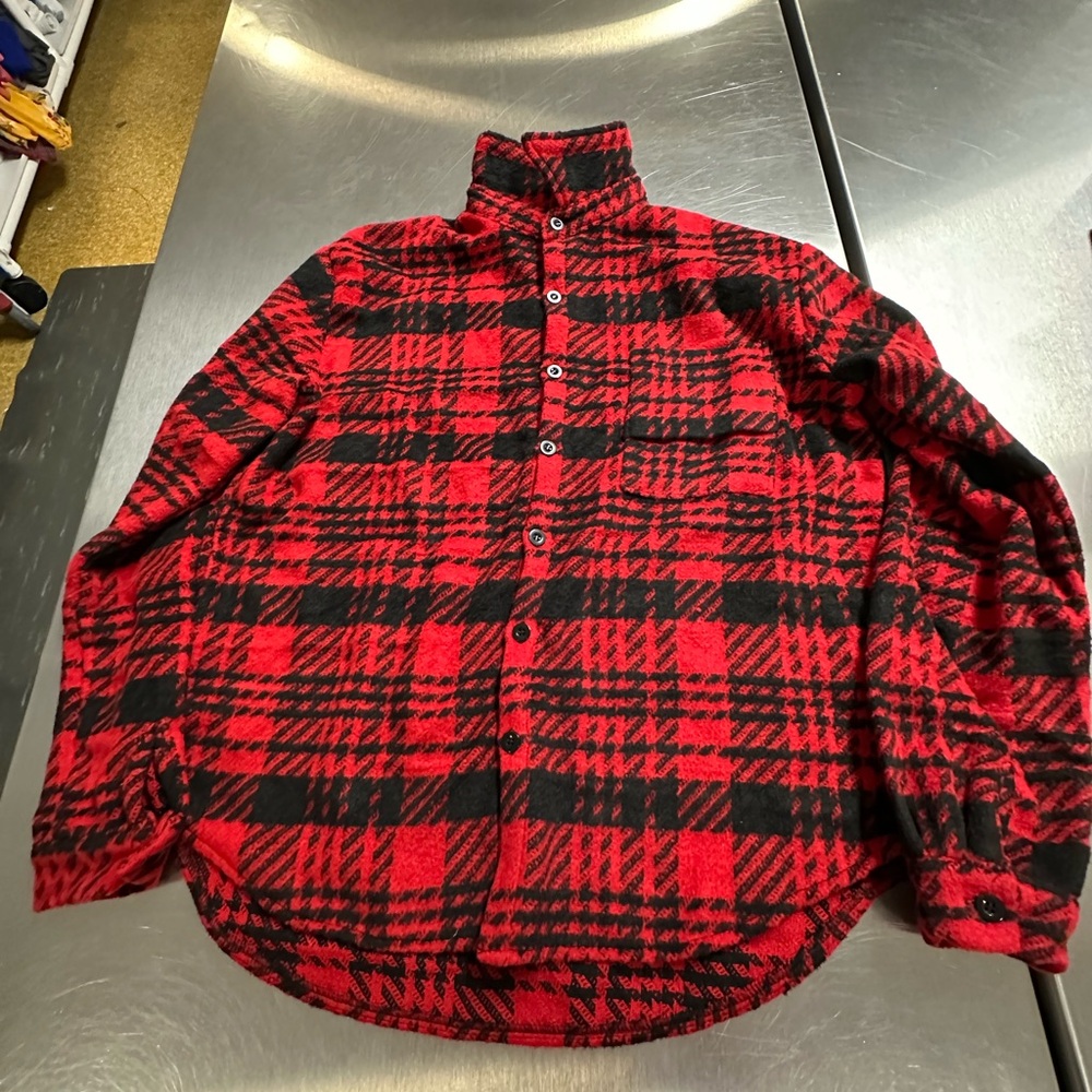 Red and Black Plaid Button-Up Shirt